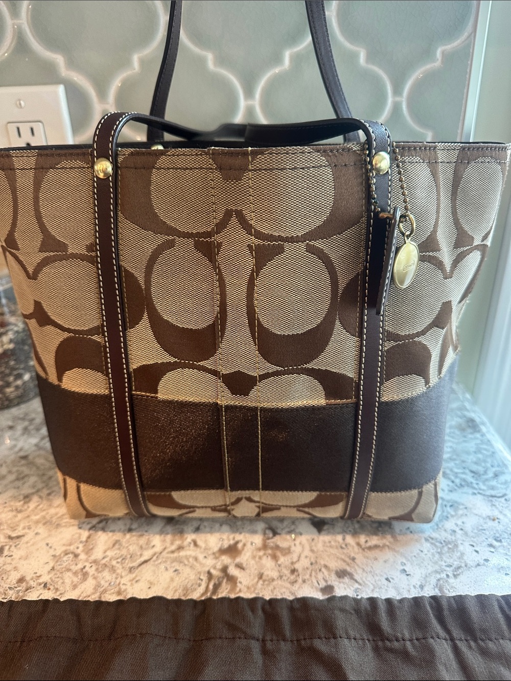 Coach Brown Signature Canvas & Leather Tote